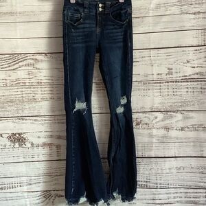 Kids Dark Blue Flare Jeans